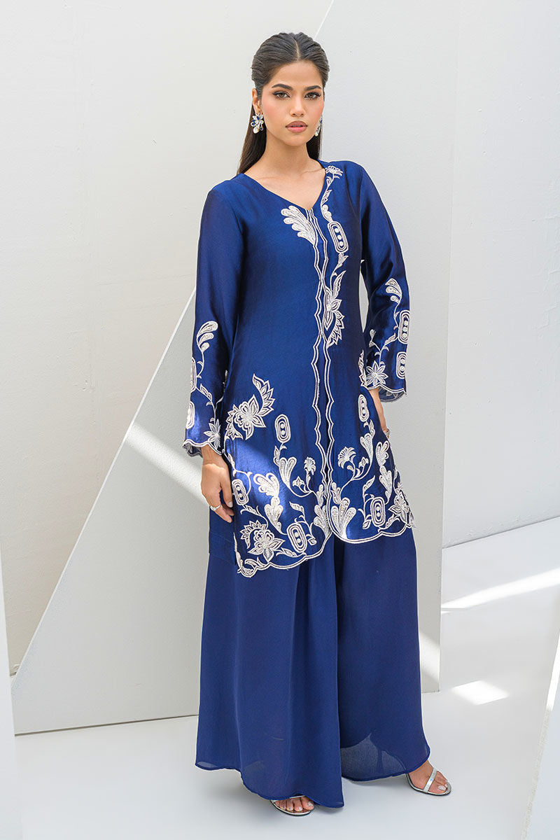 Fatima Khan | Serene Eid Luxe Pret | Blue Noir - by - Libasekhas UK - Registered Vendor of : Fatima Khan - 100% Original Designer Dresss