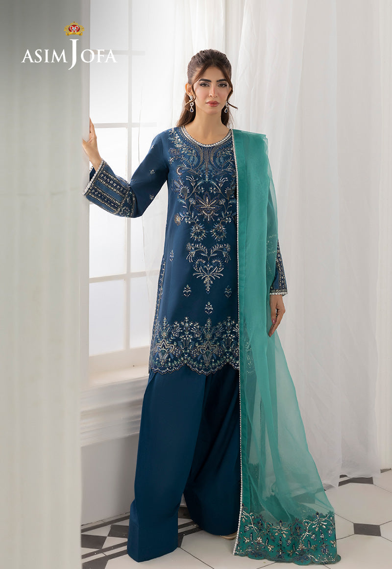 AJIZLD-18 EMBROIDERED SILK Stitched 3 PCS Luxury Pakistani Dresses