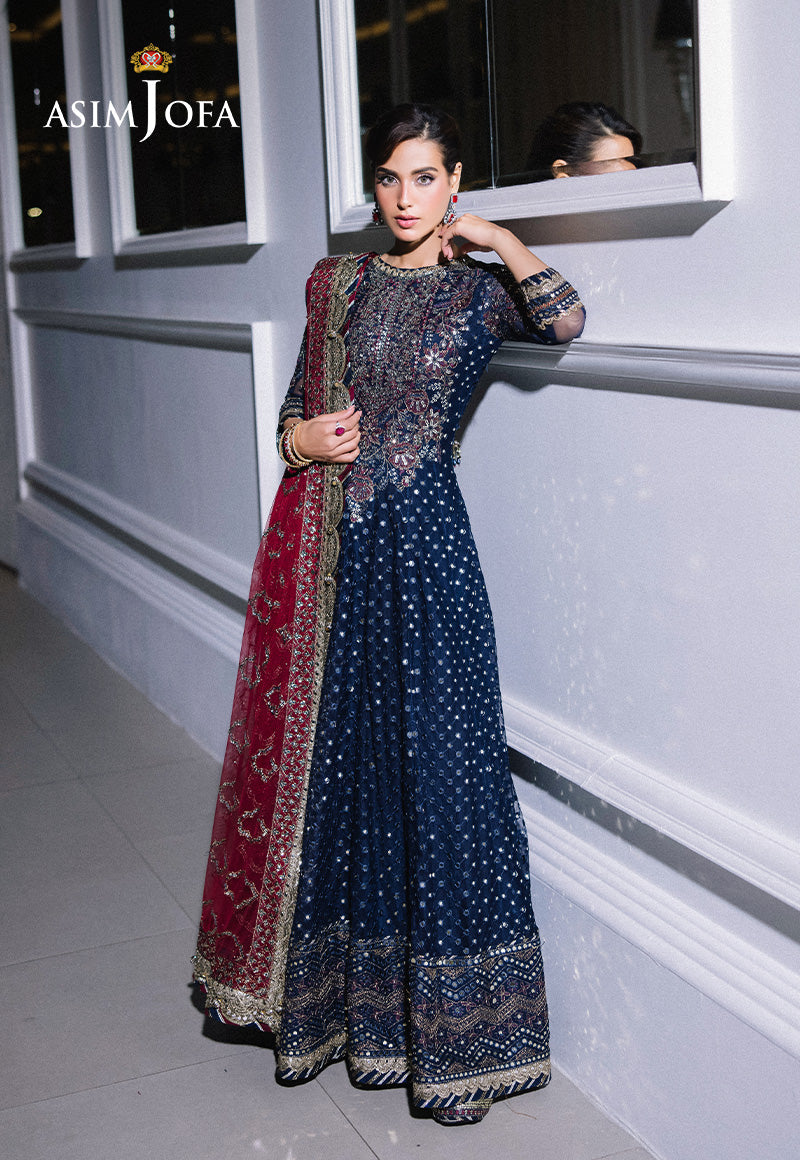 Asim Jofa | Festive Collection | AJFF-05 XS / Navy Blue / Net Asim Jofa | Festive Collection | AJFF-05 XS / Navy Blue / Net