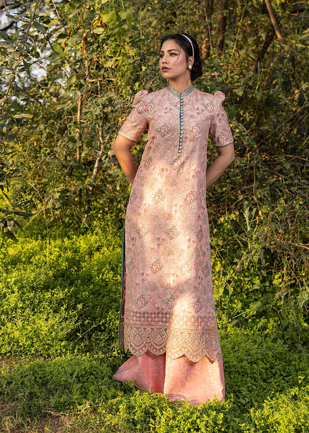 HSY | Summer Edit | Salmon Pink - by Libasekhas UK - Registered Vendor of : HSY - 100% Original Designer Dress