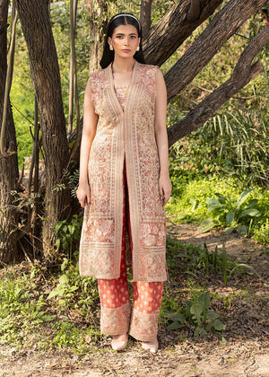 HSY | Summer Edit | Peach Terracotta - by Libasekhas UK - Registered Vendor of : HSY - 100% Original Designer Dress