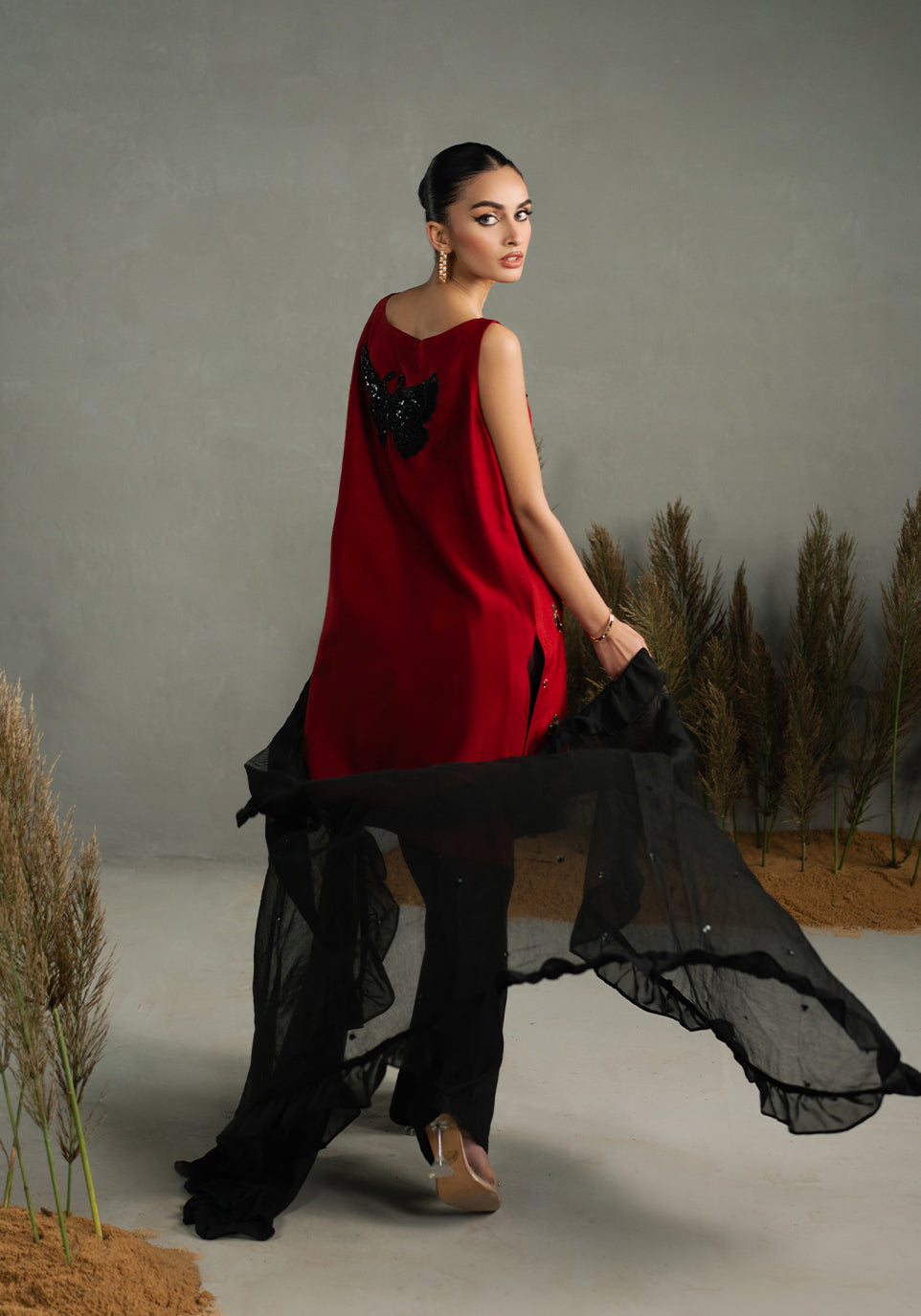 Zarqash | Silk Edit | ZQS 023 CRIMSYN - by - Libasekhas UK - Registered Vendor of : Zarqash - 100% Original Designer Dresss