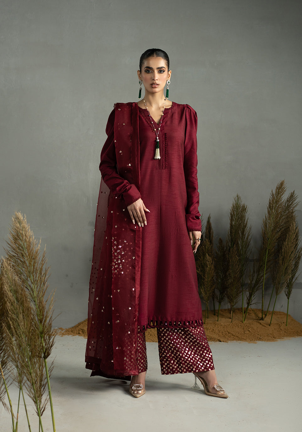 Zarqash | Silk Edit | ZQS 018 ROSE ROUGE - by - Libasekhas UK - Registered Vendor of : Zarqash - 100% Original Designer Dresss