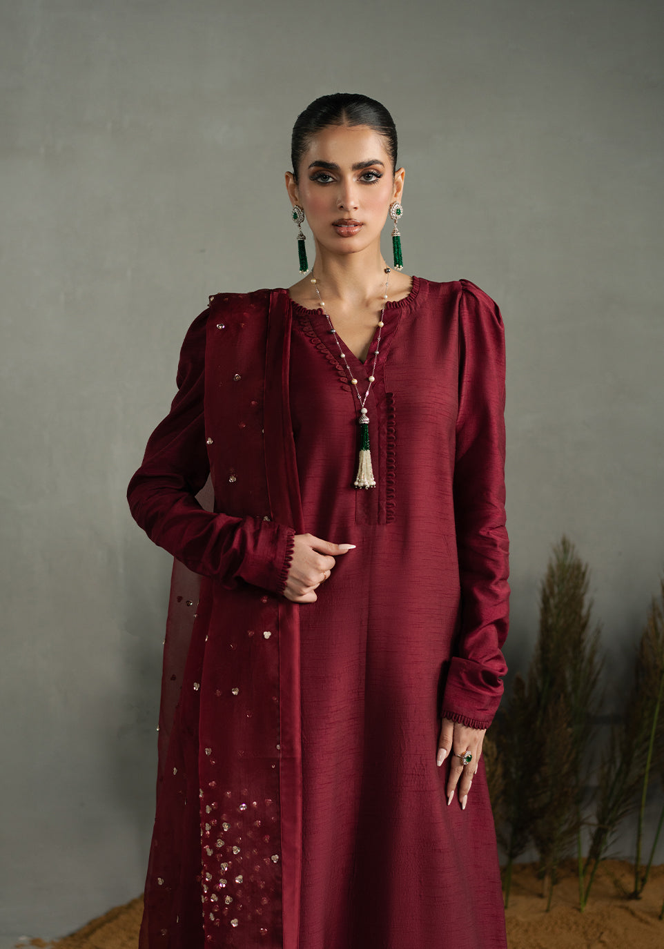 Zarqash | Silk Edit | ZQS 018 ROSE ROUGE - by - Libasekhas UK - Registered Vendor of : Zarqash - 100% Original Designer Dresss