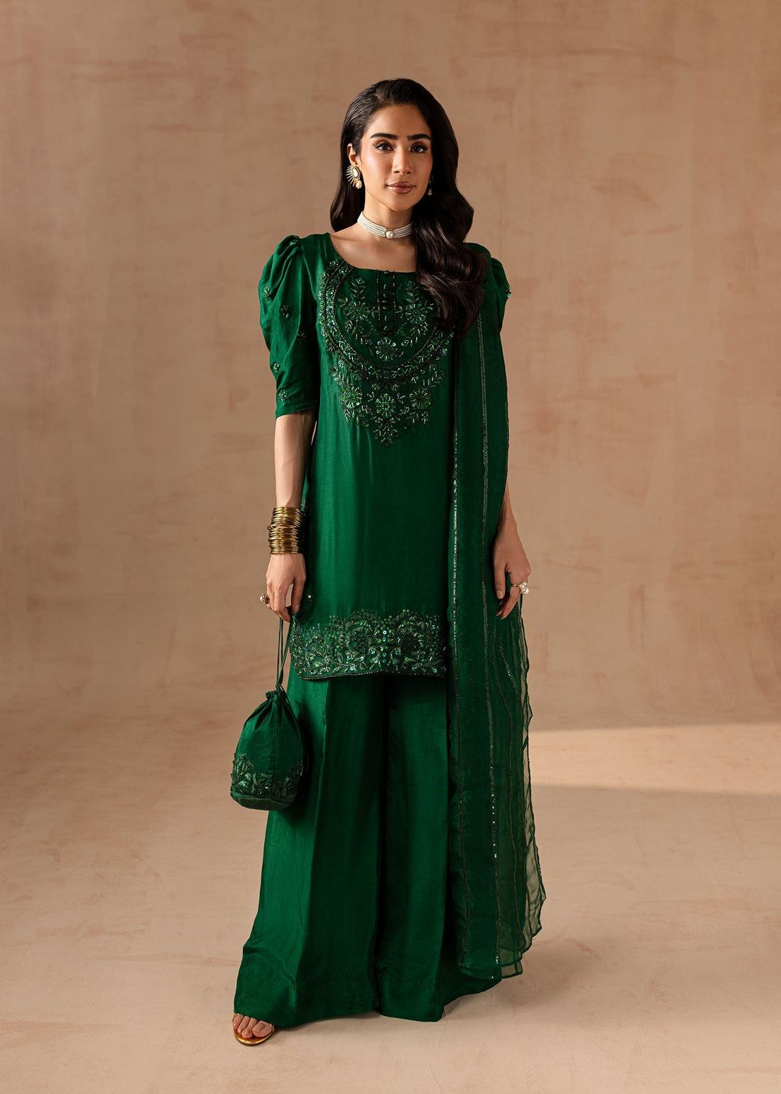 Maria Osama Khan | Noir Bliss Luxury Formals | Emerald Green - by - Libasekhas UK - Registered Vendor of : Maria Osama Khan - 100% Original Designer Dresss