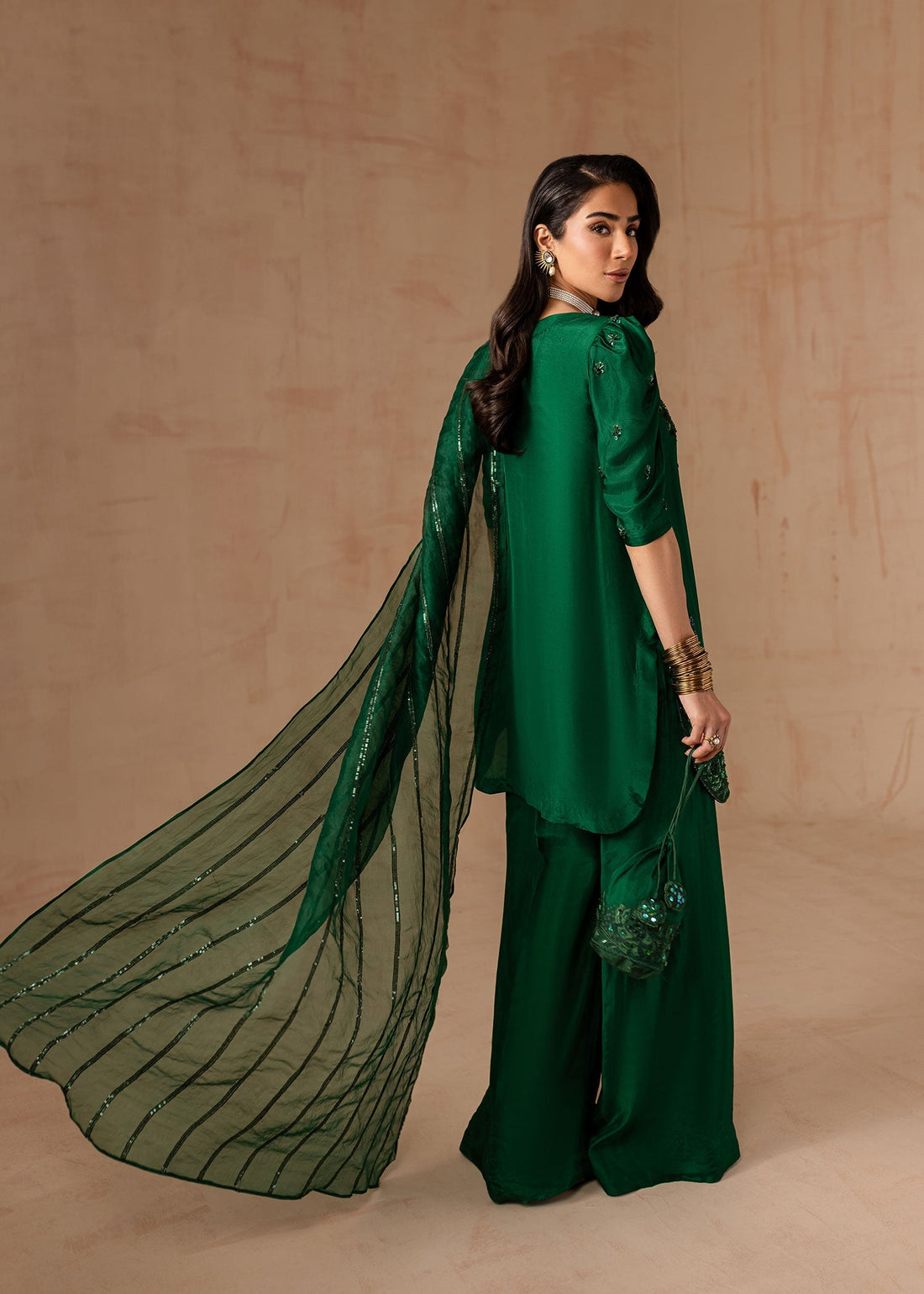 Maria Osama Khan | Noir Bliss Luxury Formals | Emerald Green - by - Libasekhas UK - Registered Vendor of : Maria Osama Khan - 100% Original Designer Dresss