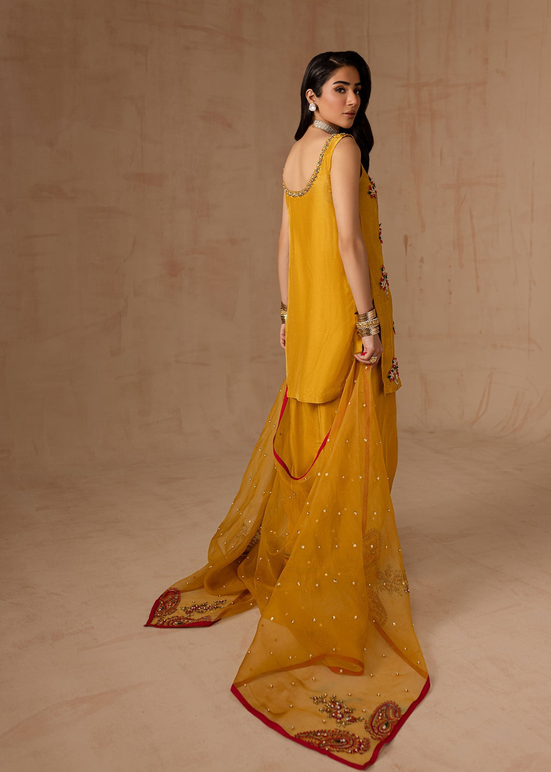 Maria Osama Khan | Noir Bliss Luxury Formals | Marigold Muse - by - Libasekhas UK - Registered Vendor of : Maria Osama Khan - 100% Original Designer Dresss