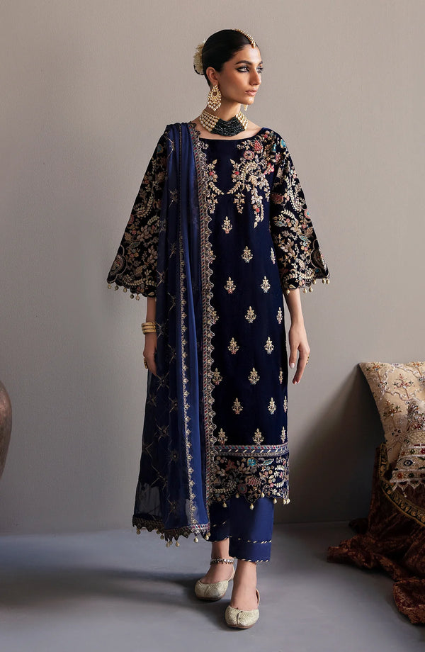 Emaan Adeel | Velvet Affair | Blue Trouser & Shirt -Falak