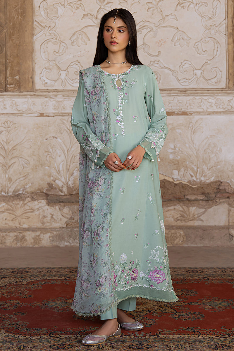 Sage grace-3pc embroidered lawn suit