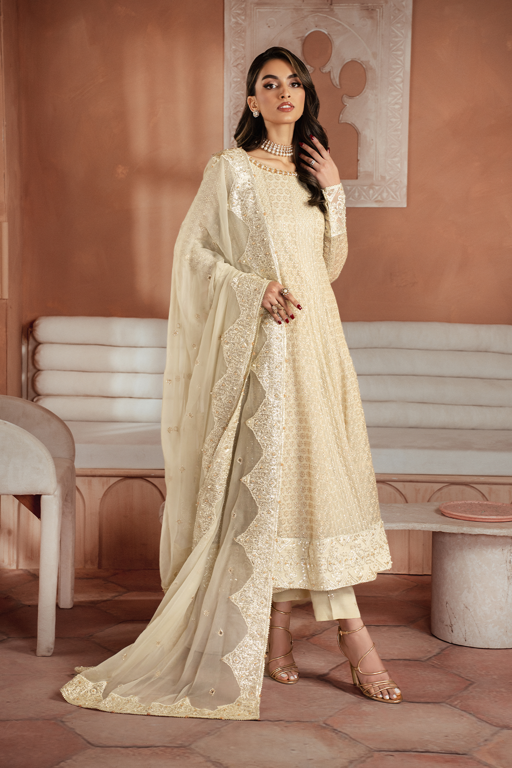 Iznik | Chiffon Kari | ICK-06 Embroidered Chiffon - by - Libasekhas UK - Registered Vendor of : Iznik - 100% Original Designer Dresss