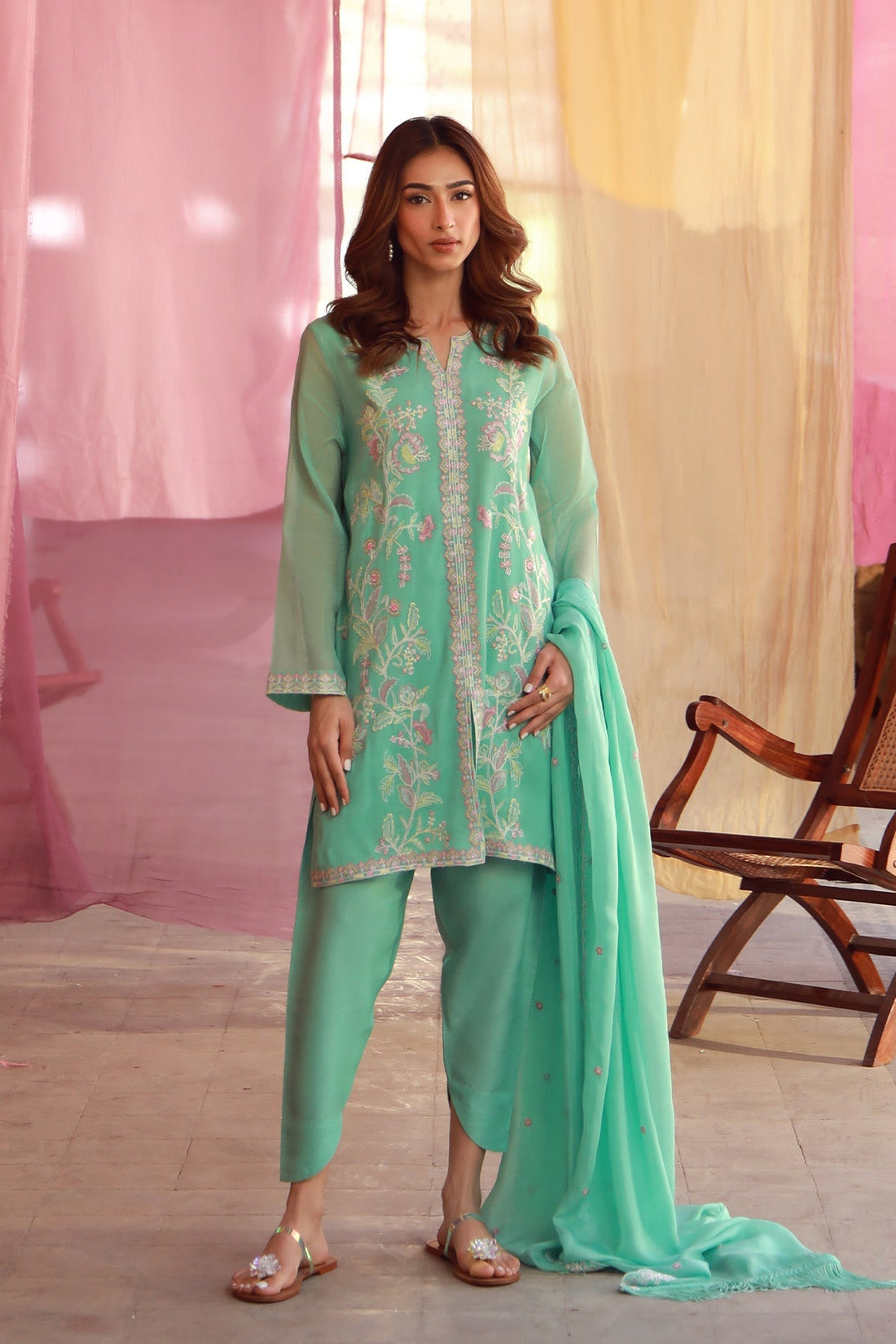 Sahar | Luxe Pret 25 | Mint Petal - by - Libasekhas UK - Registered Vendor of : Sahar - 100% Original Designer Dresss
