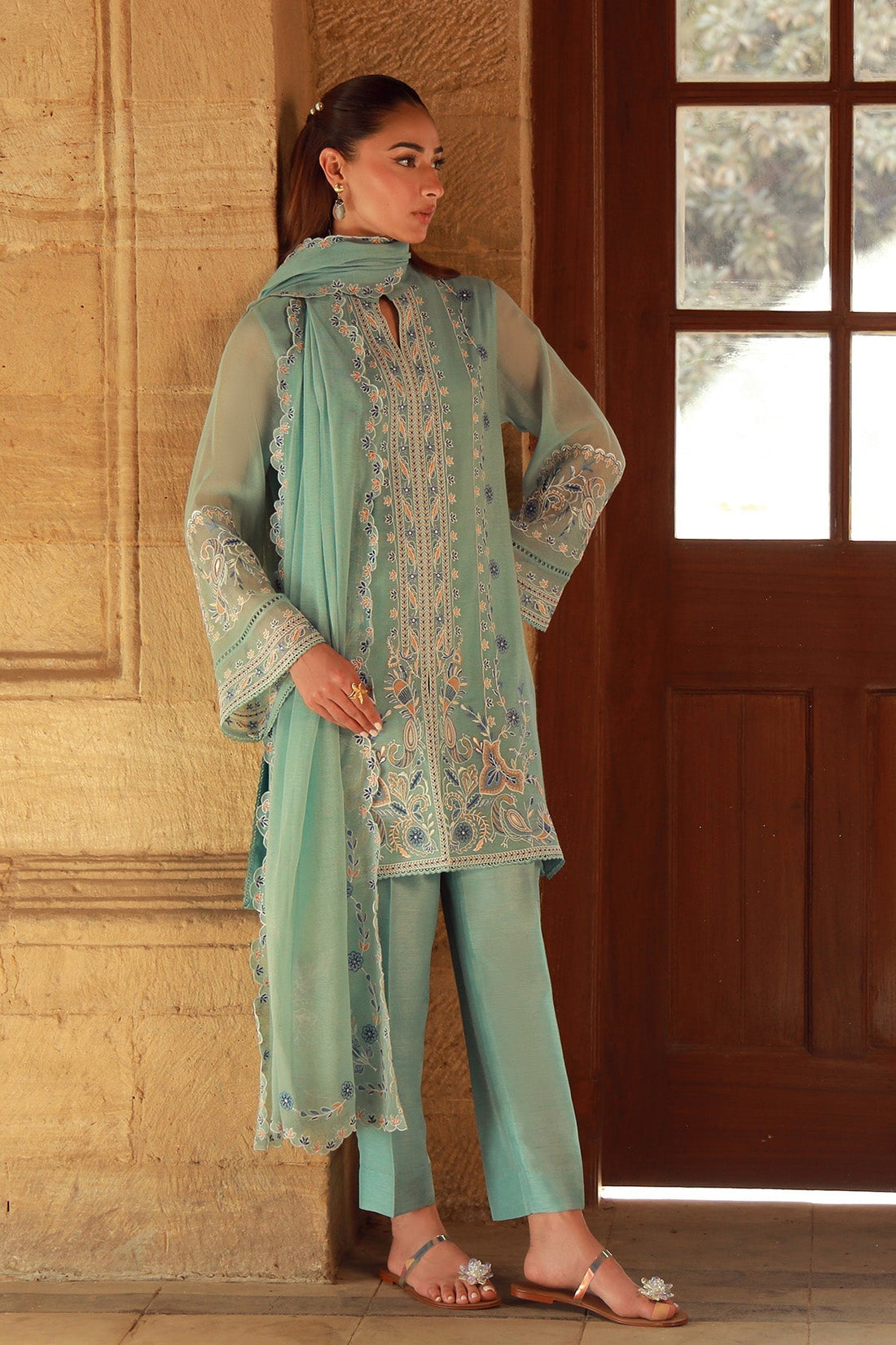 Sahar | Luxe Pret 25 | Persian Turquoise - by - Libasekhas UK - Registered Vendor of : Sahar - 100% Original Designer Dresss
