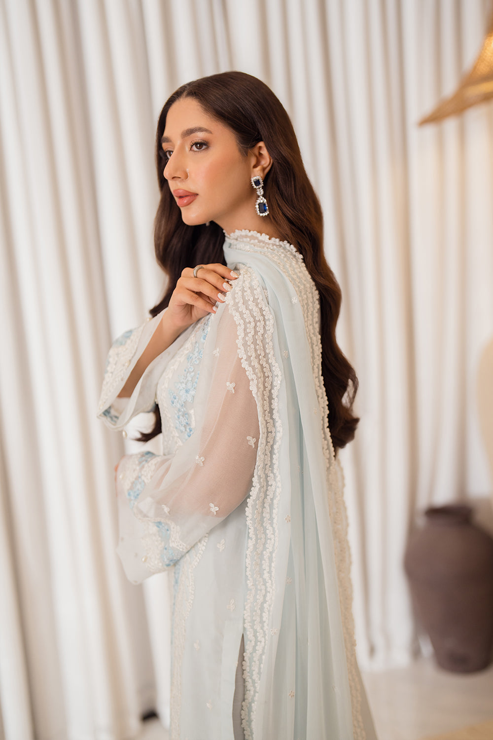 Azure | Ensembles Embroidered Formals | Ocean Whisper - by - Libasekhas UK - Registered Vendor of : Azure - 100% Original Designer Dresss