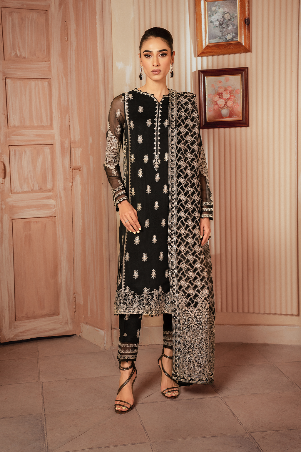 Iznik | Chiffon Kari | ICK-03 Embroidered Chiffon - by - Libasekhas UK - Registered Vendor of : Iznik - 100% Original Designer Dresss