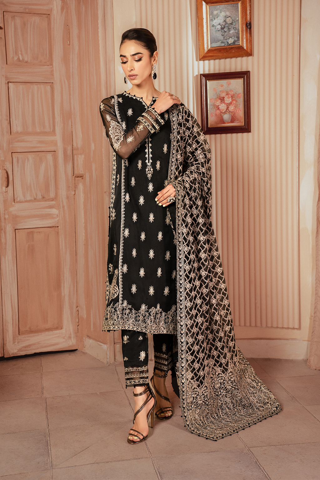 Iznik | Chiffon Kari | ICK-03 Embroidered Chiffon - by - Libasekhas UK - Registered Vendor of : Iznik - 100% Original Designer Dresss