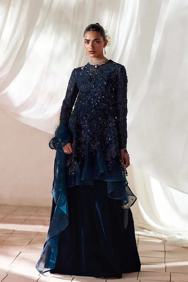 Suffuse | Freeshia RTW '26 | Teal Blue Peplum with Panelled Skirt-Simorah