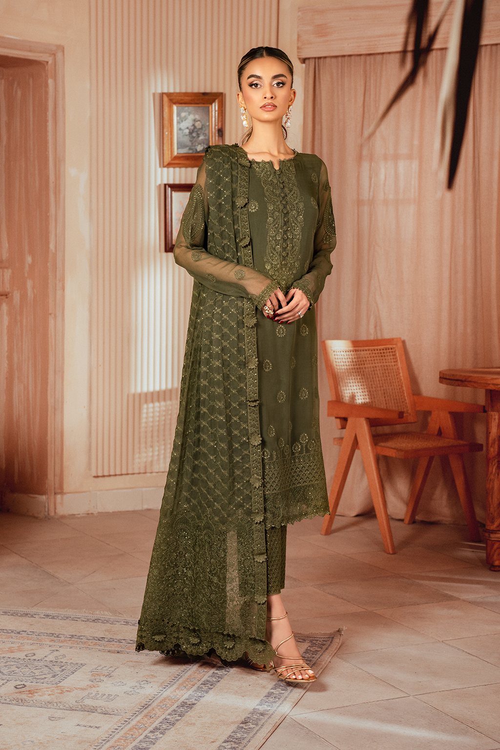 Iznik | Chiffon Kari | ICK-05 Embroidered Chiffon - by - Libasekhas UK - Registered Vendor of : Iznik - 100% Original Designer Dresss