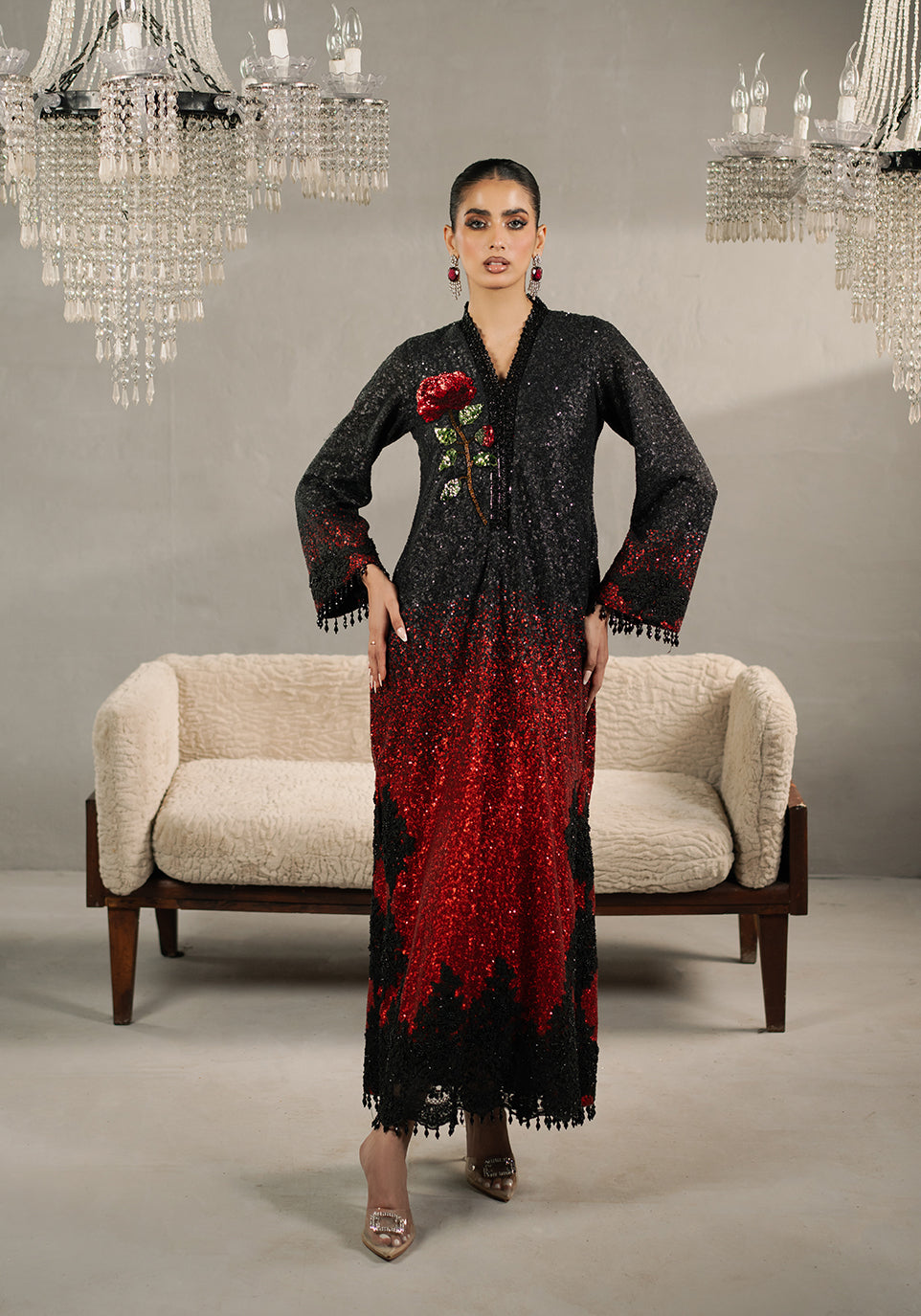 Zarqash | Silk Edit | ZQS 019 AMBER - by - Libasekhas UK - Registered Vendor of : Zarqash - 100% Original Designer Dresss