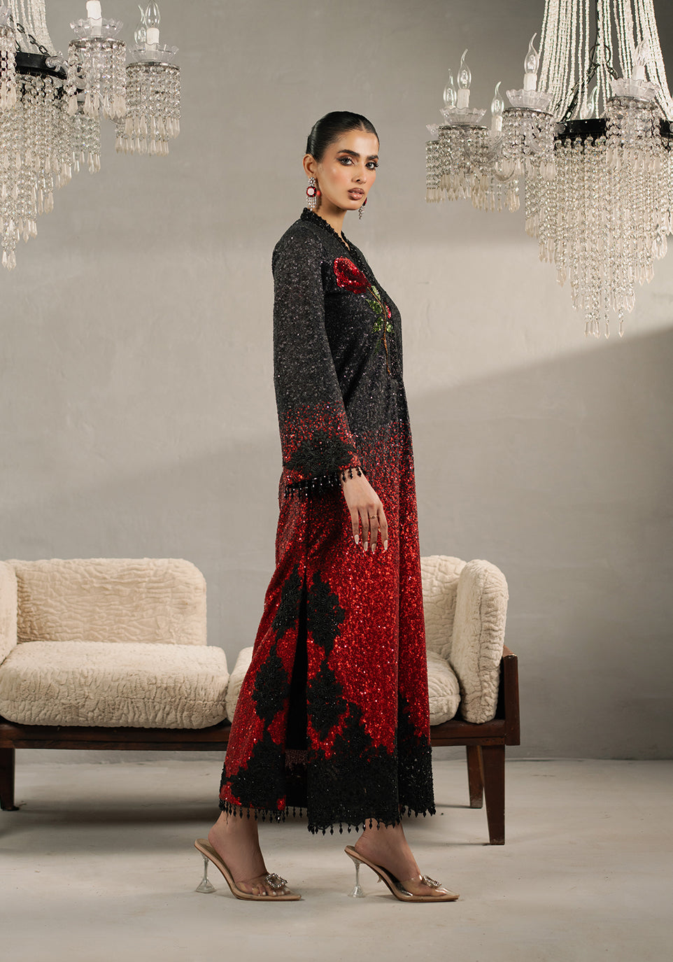 Zarqash | Silk Edit | ZQS 019 AMBER - by - Libasekhas UK - Registered Vendor of : Zarqash - 100% Original Designer Dresss