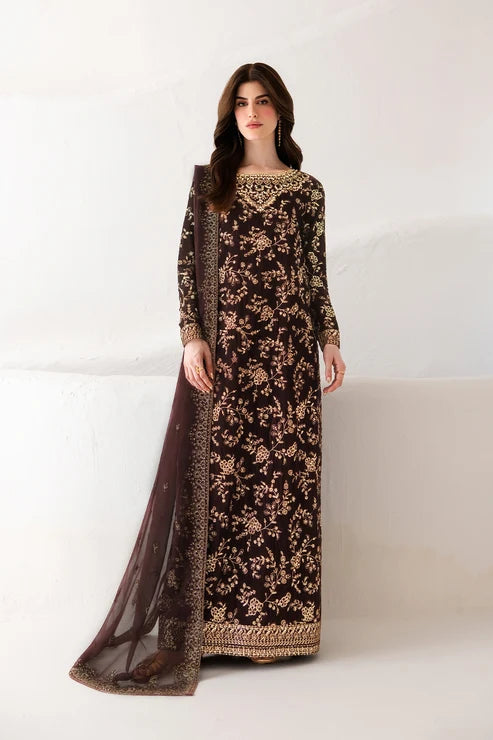 Emaan Adeel | Velvet Affair | Brown Trouser & Shirt -ADELINE