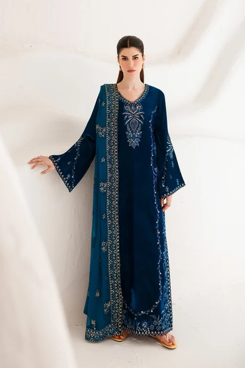 Emaan Adeel | Velvet Affair | BlueTrouser & Shirt -EVANTHE