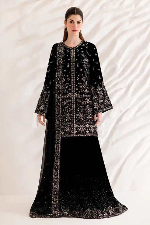 Emaan Adeel | Velvet Affair | Black Trouser & Short Shirt -LIVIA