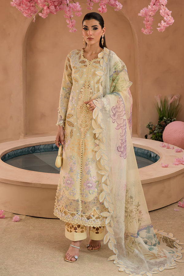 Afrozeh | The Pinted Grden Lawn 24 | Sweet Saffron - by - Libasekhas UK - Registered Vendor of : Afrozeh - 100% Original Designer Dresss