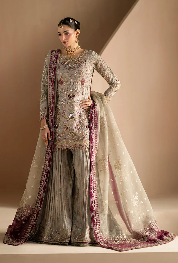 AJR Couture | Signature Wedding Formals | Ivory Silver Shirt & Sharara-Mehr