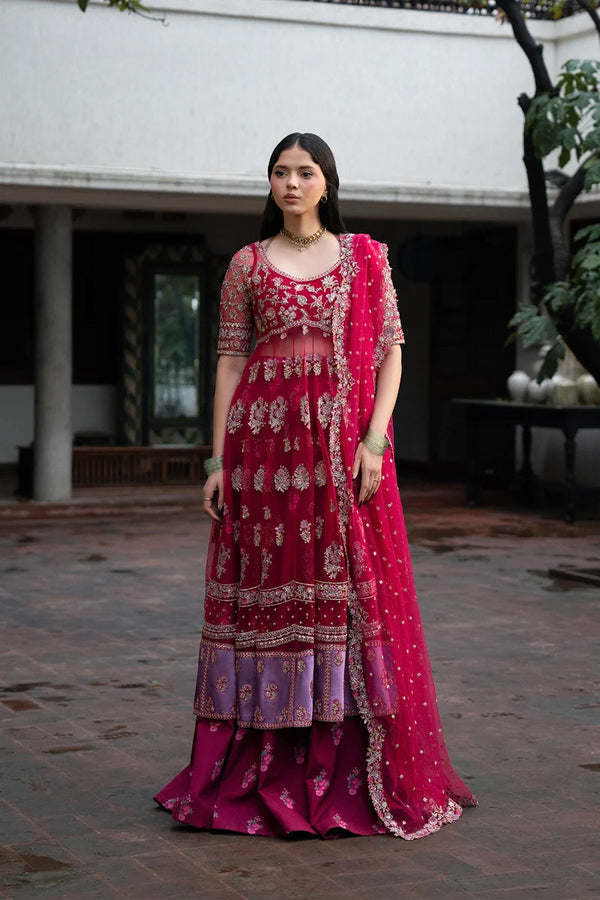 Ayzel | Pehli Nazar Festive Unstitched'26 | Dark Pink Pishwas & Lehnga-Gulbahar