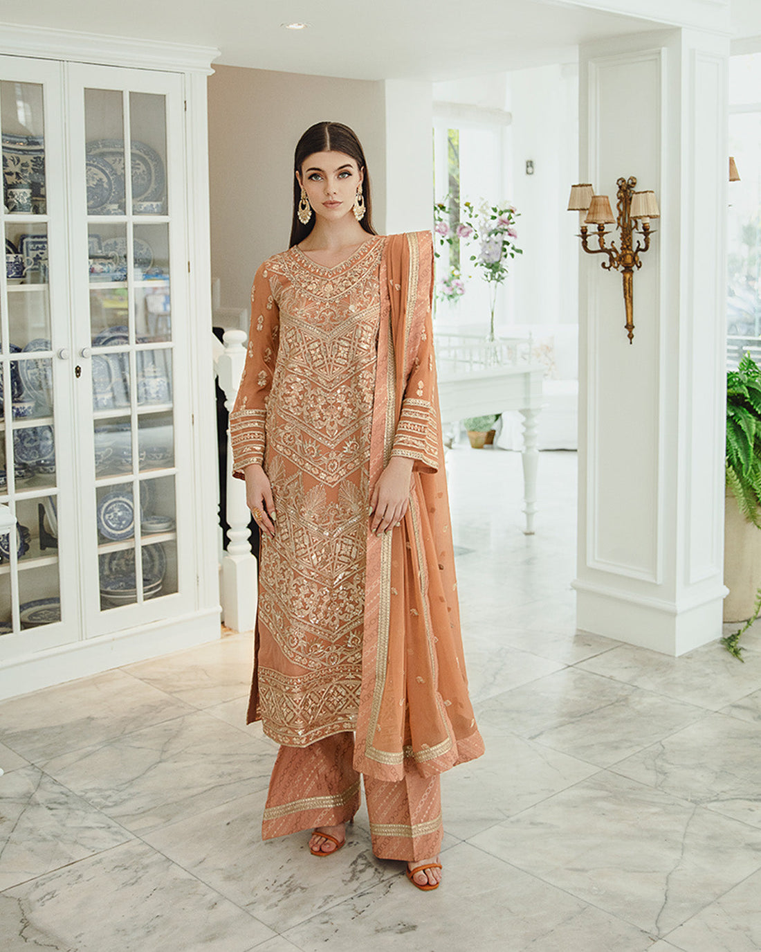 Maryum n Maria | Freesia Ariya Formals |  SW23-505 - Rosy Brown - Parisa - by - Libasekhas UK - Registered Vendor of : Maryum N Maria - 100% Original Designer Dresss