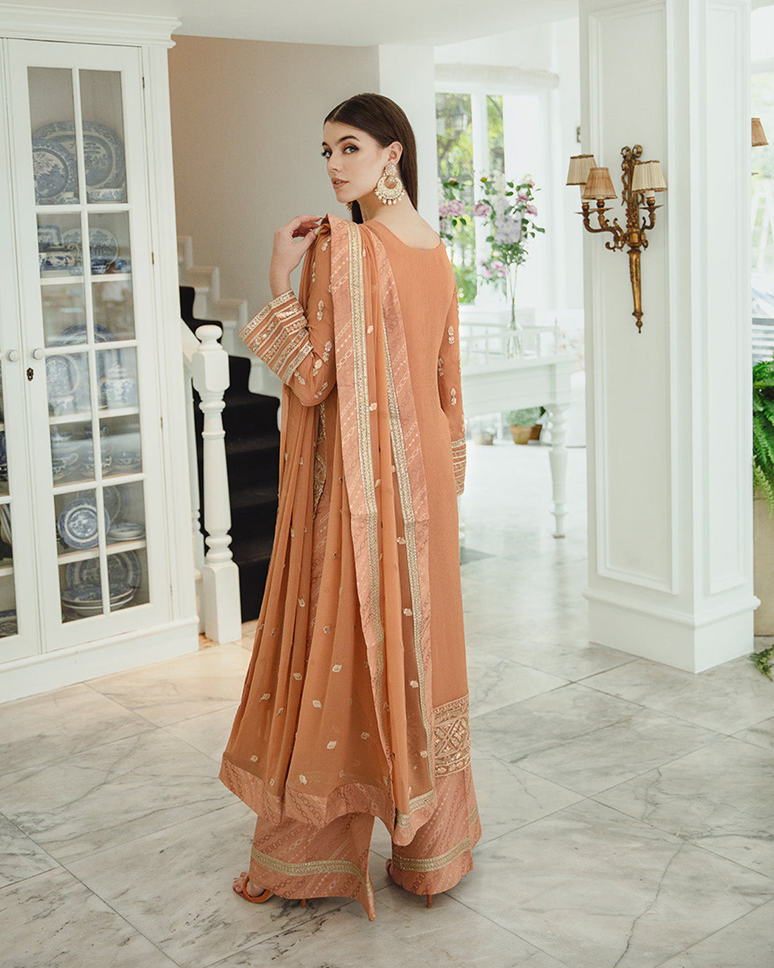 Maryum n Maria | Freesia Ariya Formals |  SW23-505 - Rosy Brown - Parisa - by - Libasekhas UK - Registered Vendor of : Maryum N Maria - 100% Original Designer Dresss