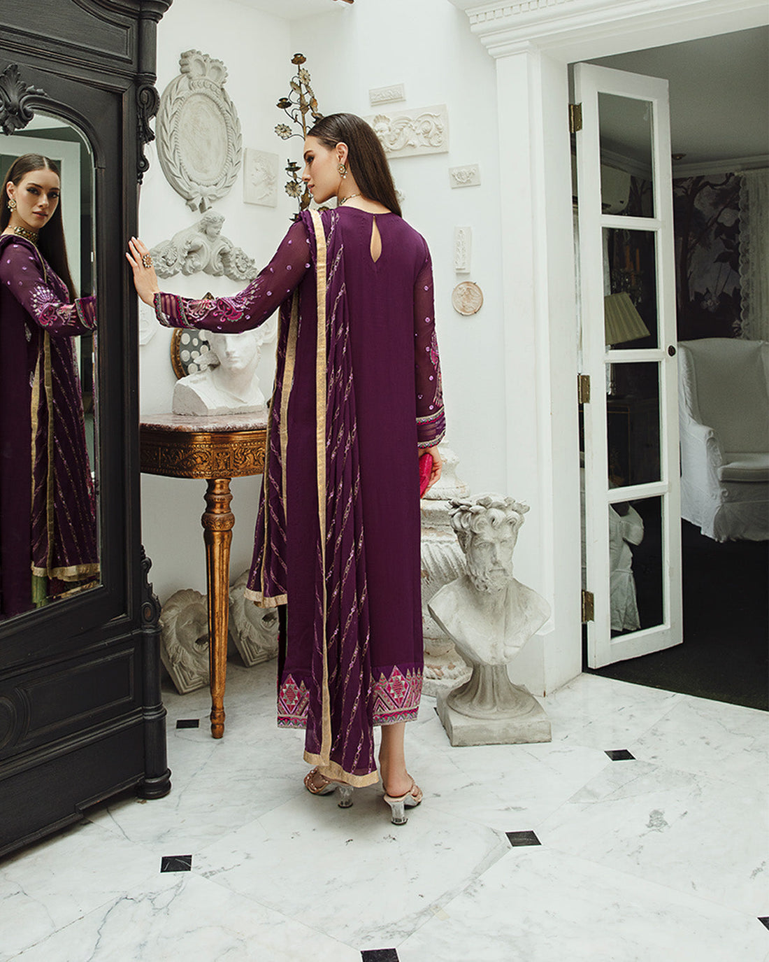 Maryum n Maria | Freesia Ariya Formals | SW23-502 - PLUM - Roshan - by - Libasekhas UK - Registered Vendor of : Maryum N Maria - 100% Original Designer Dresss
