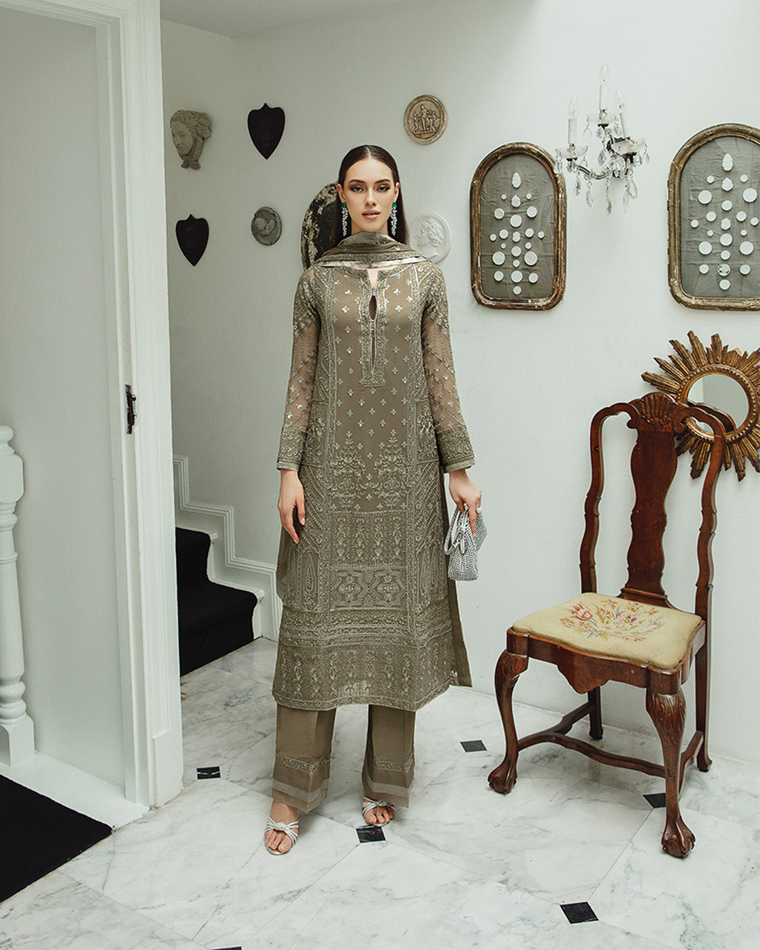 Maryum n Maria | Freesia Ariya Formals | SW23-504 - Umber - Zarin - by - Libasekhas UK - Registered Vendor of : Marym N Maria - 100% Original Designer Dresss
