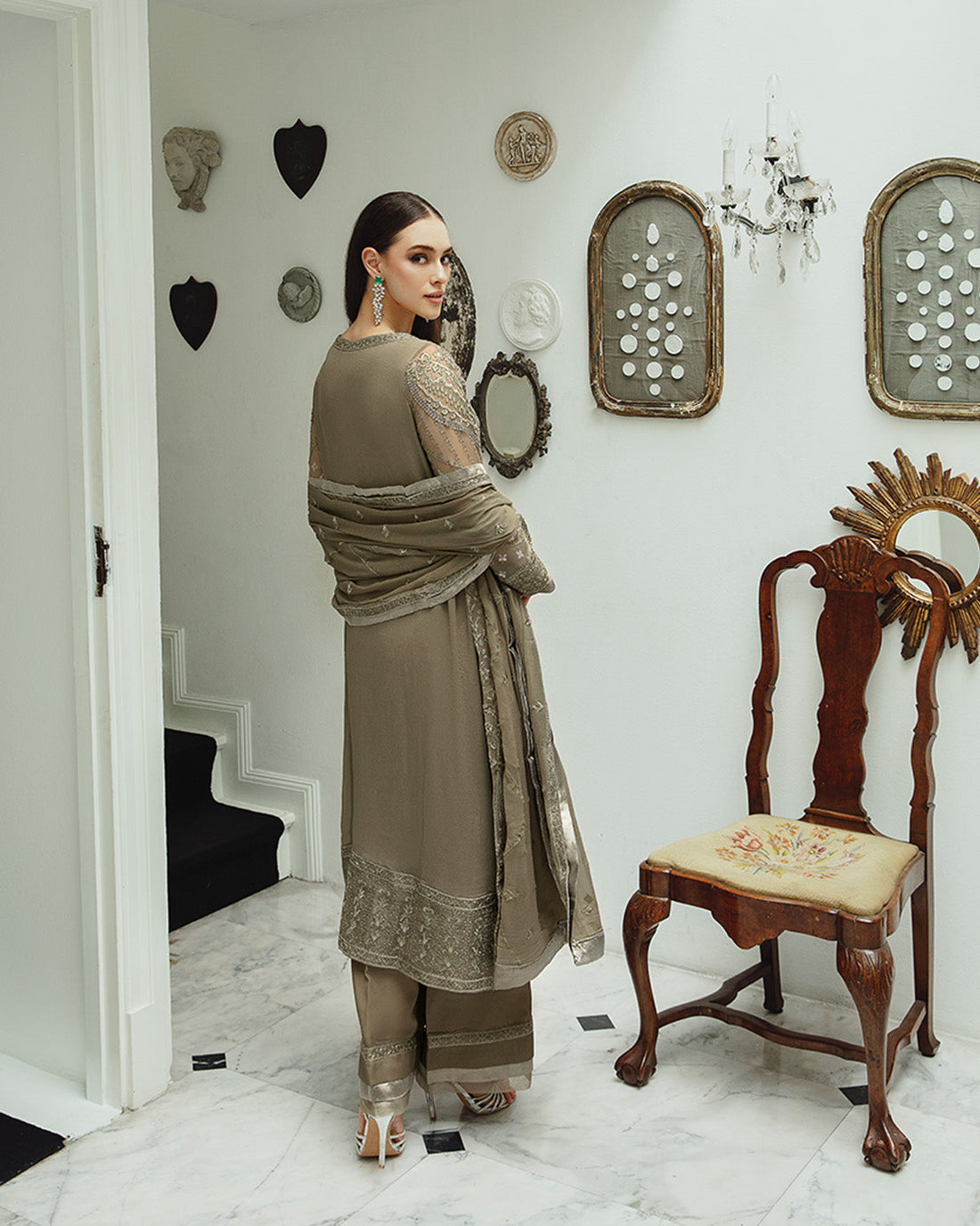 Maryum n Maria | Freesia Ariya Formals | SW23-504 - Umber - Zarin - by - Libasekhas UK - Registered Vendor of : Marym N Maria - 100% Original Designer Dresss