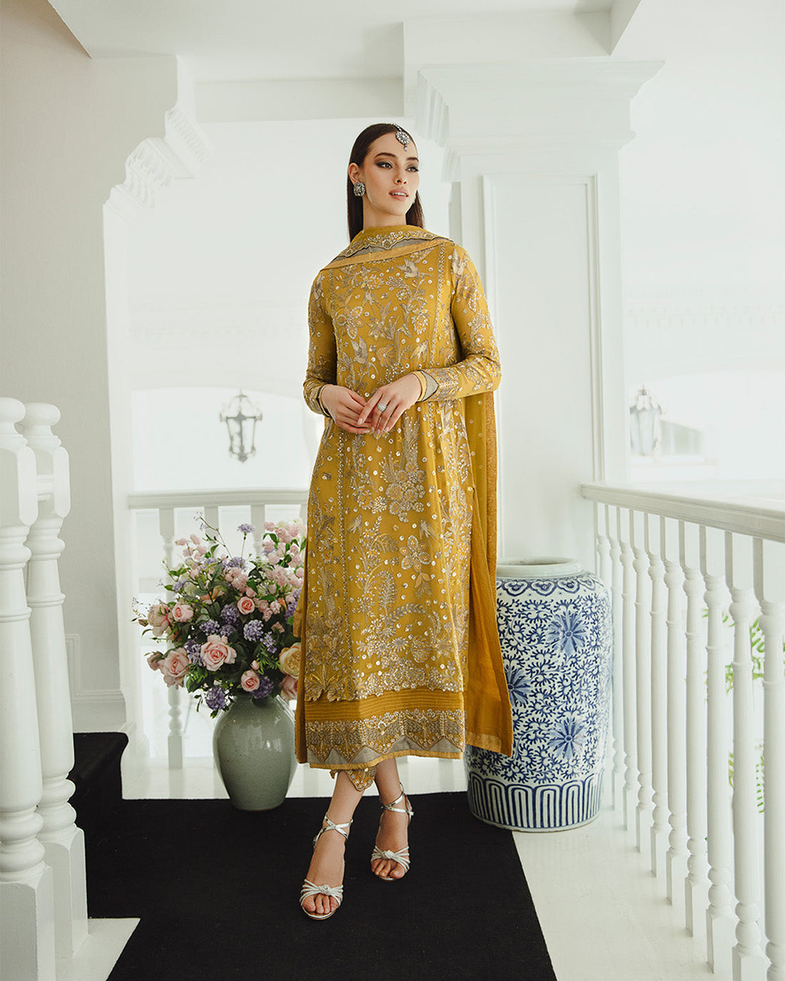 Maryum n Maria | Freesia Ariya Formals | SW23-510 - Ocher - Laleh - by - Libasekhas UK - Registered Vendor of : Maryam N Maria - 100% Original Designer Dresss