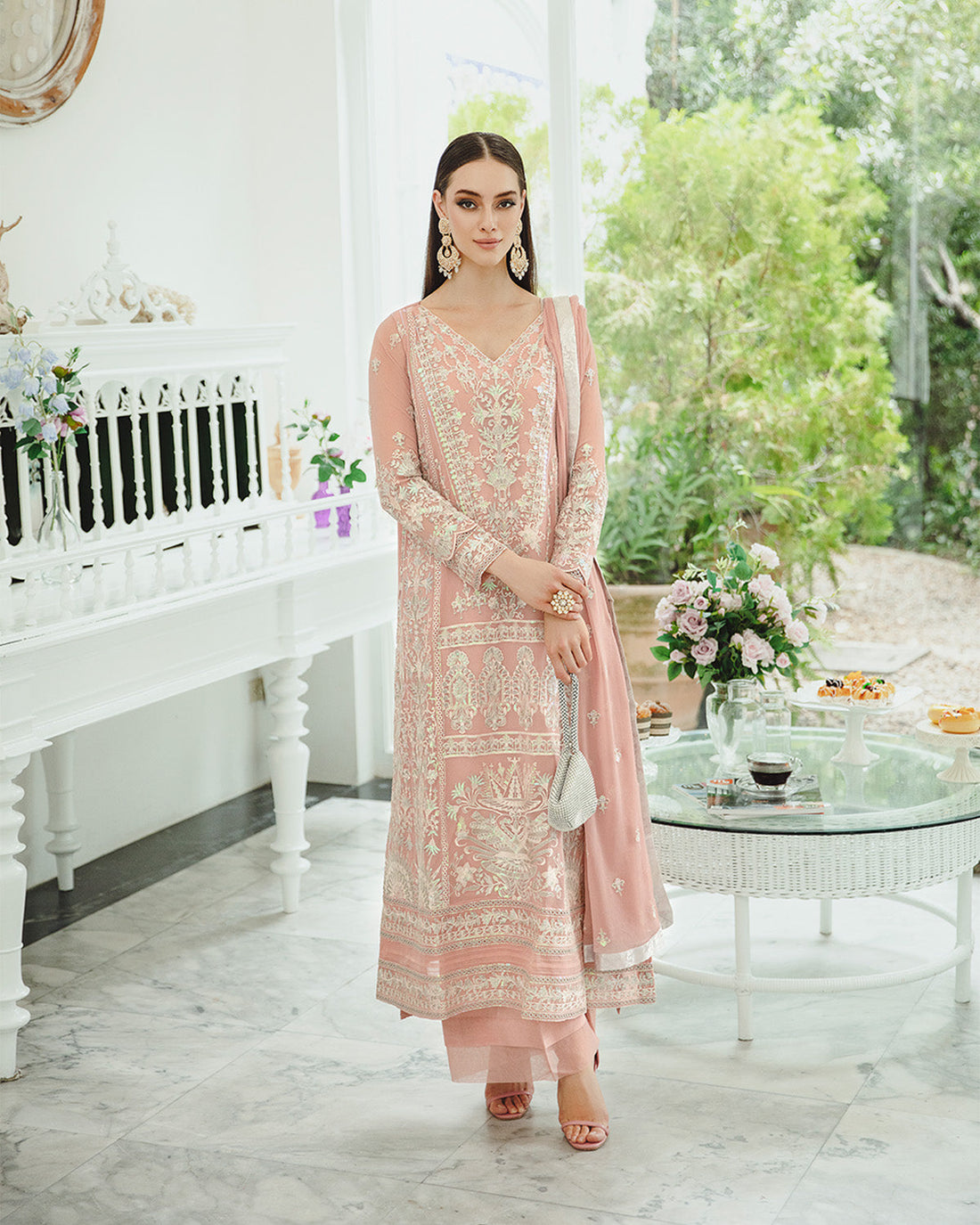 Maryum n Maria | Freesia Ariya Formals | SW23-503 - Pink Nude - Negar - by - Libasekhas UK - Registered Vendor of : Maryam N Maria - 100% Original Designer Dresss