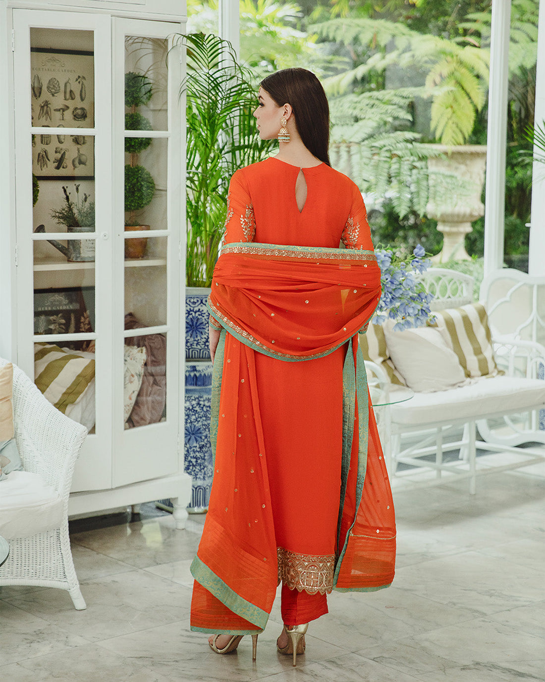 Maryum n Maria | Freesia Ariya Formals | SW23-509 - Tiger Orange - Mina - by - Libasekhas UK - Registered Vendor of : Maryam N Maria - 100% Original Designer Dresss