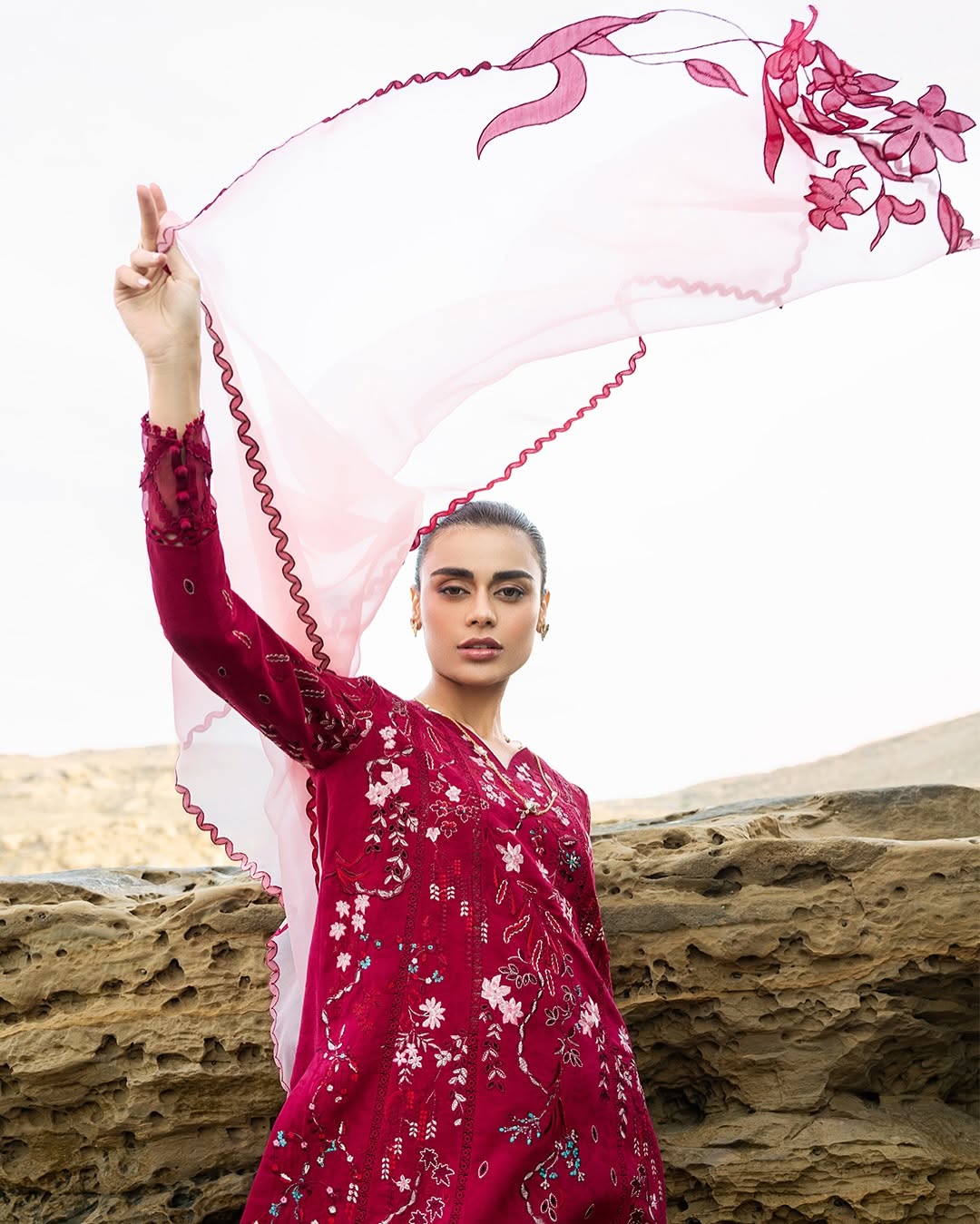 Soraya - Noa Summer Pret’25 - Carmine - by - Libasekhas UK - Registered Vendor of : Soraya - 100% Original Designer Dresss