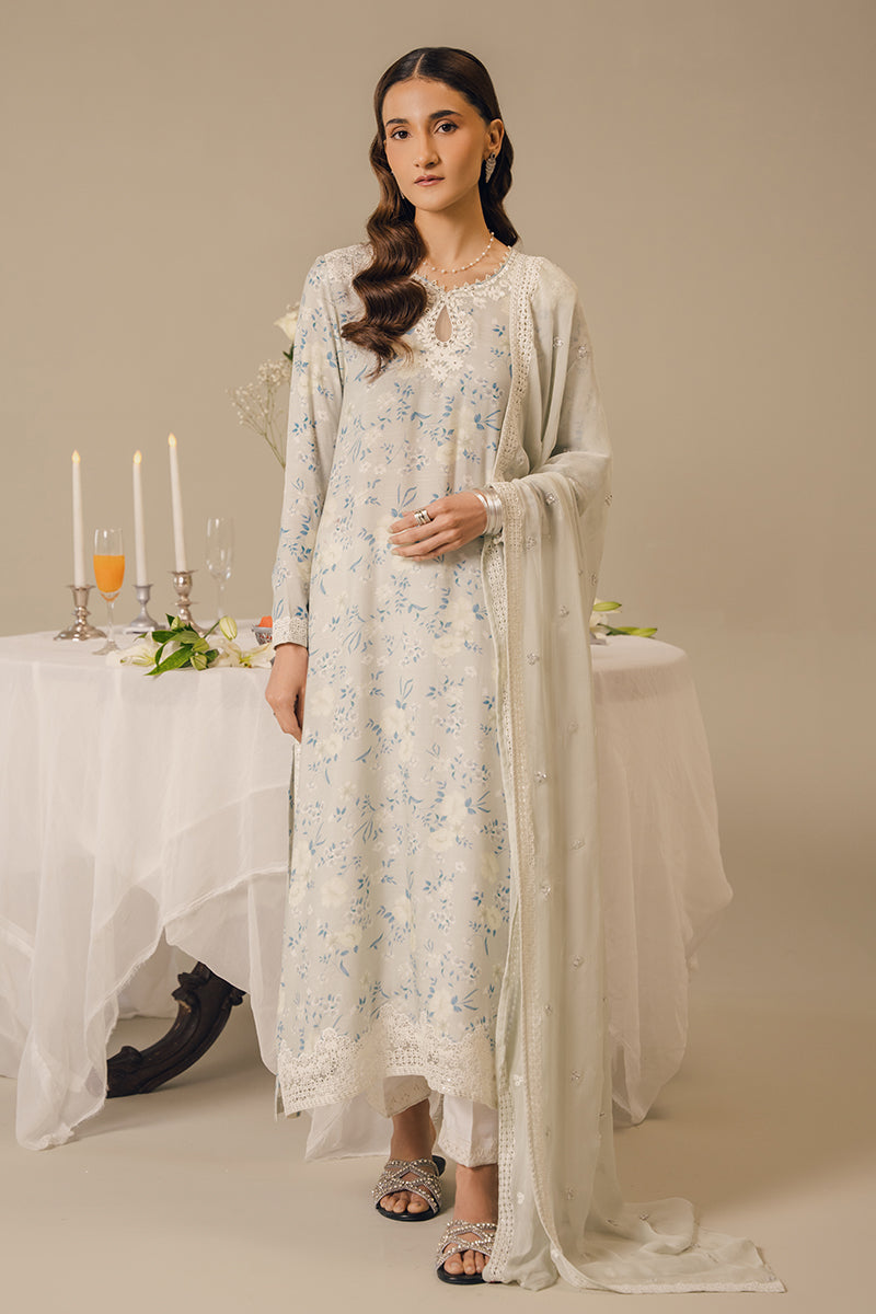 Cross Stitch | Eid Collection | PEARL BLUE - by - Libasekhas UK - Registered Vendor of : Cross Stitch - 100% Original Designer Dresss