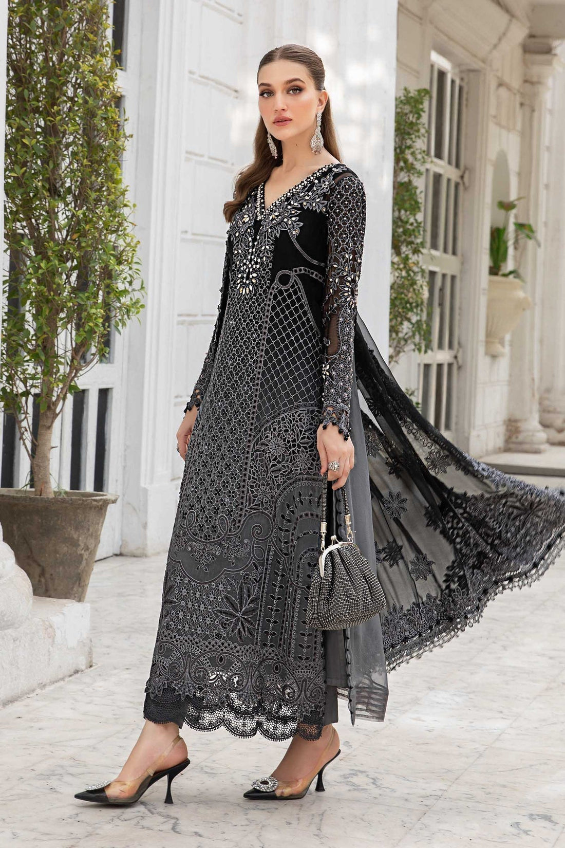 Maria B | Chiffon Formals 24 | Chiffon Suit | MPC-24-101 - by - Libasekhas UK - Registered Vendor of : Maria B - 100% Original Designer Dresss