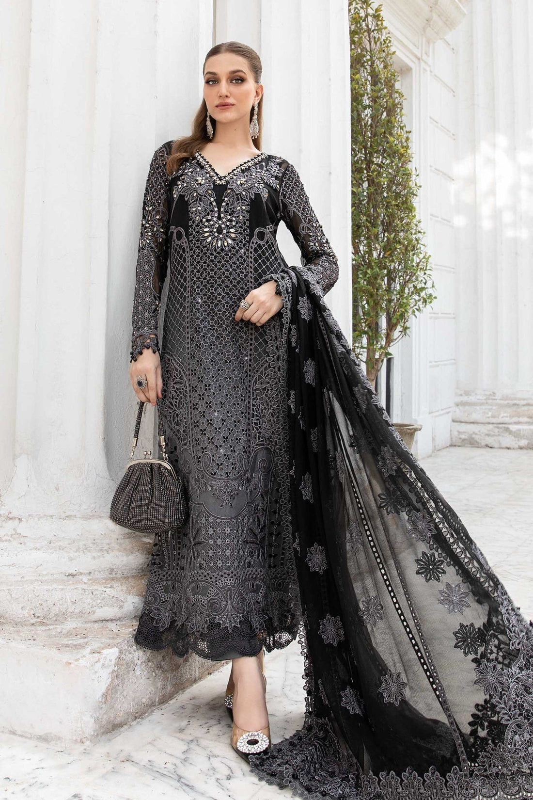 Maria B | Chiffon Formals 24 | Chiffon Suit | MPC-24-101 - by - Libasekhas UK - Registered Vendor of : Maria B - 100% Original Designer Dresss