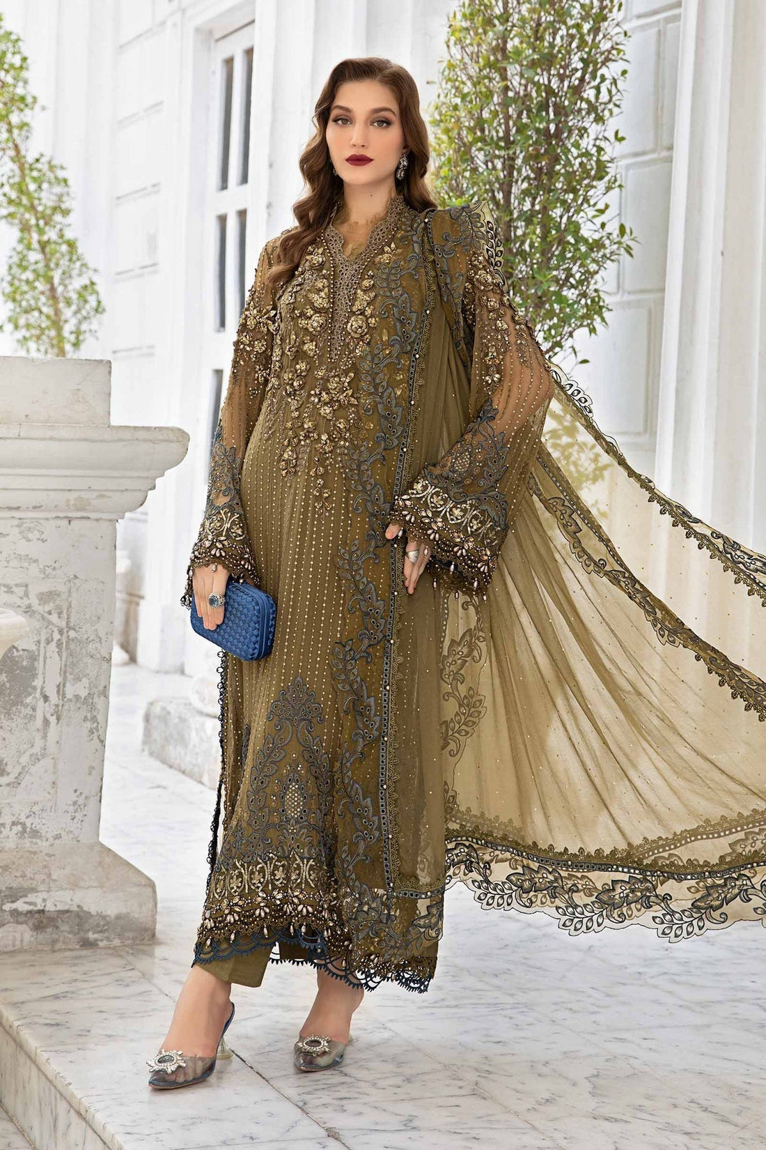 Maria B | Chiffon Formals 24 | Chiffon Suit | MPC-24-108 - by - Libasekhas UK - Registered Vendor of : Maria B - 100% Original Designer Dresss