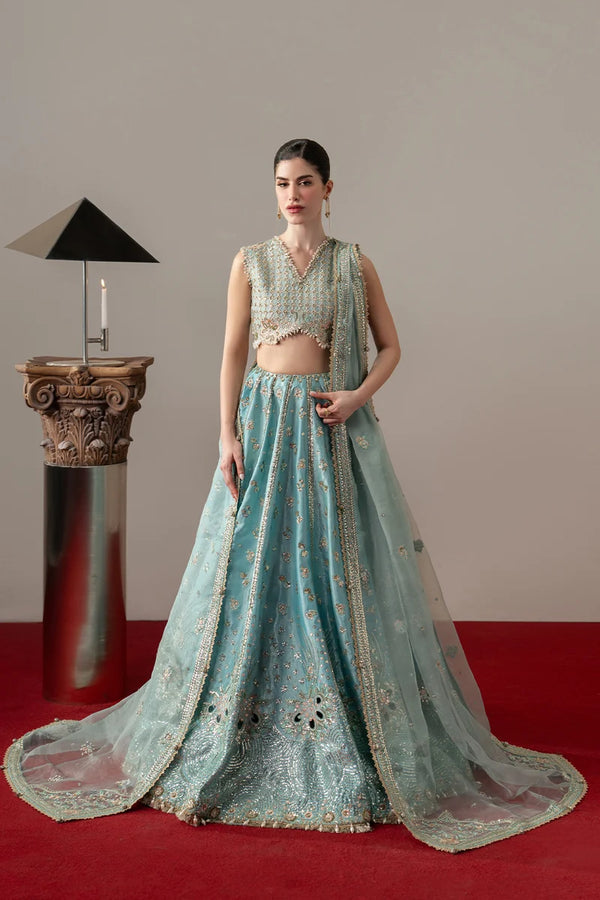 Afrozeh | AURE | Ice Blue Lehnga & Choli- Grandezza