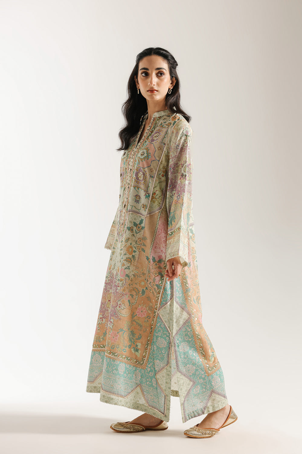 Ethnic | Rozana Collection 25 | Embroidered Dress 14A, XS / Beige / Cotton Ethnic | Rozana Collection 25 | Embroidered Dress 14A, XS / Beige / Cotton