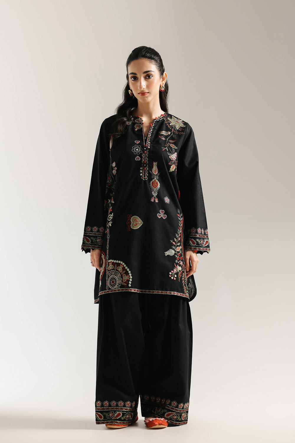 Ethnic | Rozana Collection 25 | Embroidered Dress 16A, XS / Black / Cotton Ethnic | Rozana Collection 25 | Embroidered Dress 16A, XS / Black / Cotton