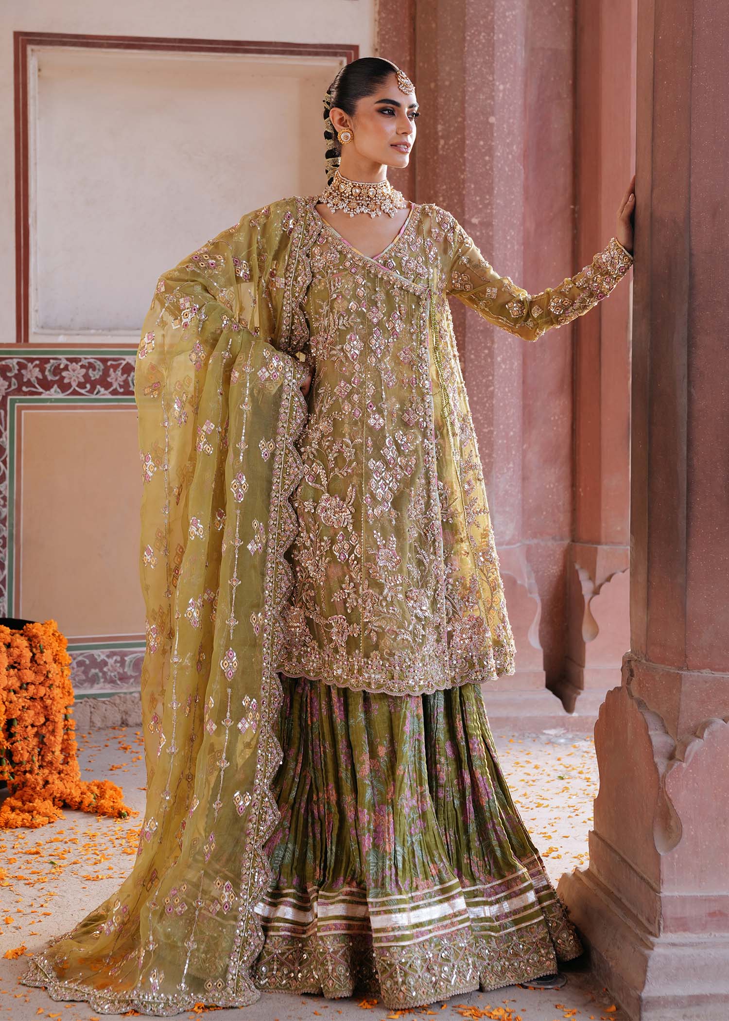 Kanwal Malik | Sajni Wedding Festive | AMAL XS / Olive / Organza Kanwal Malik | Sajni Wedding Festive | AMAL XS / Olive / Organza
