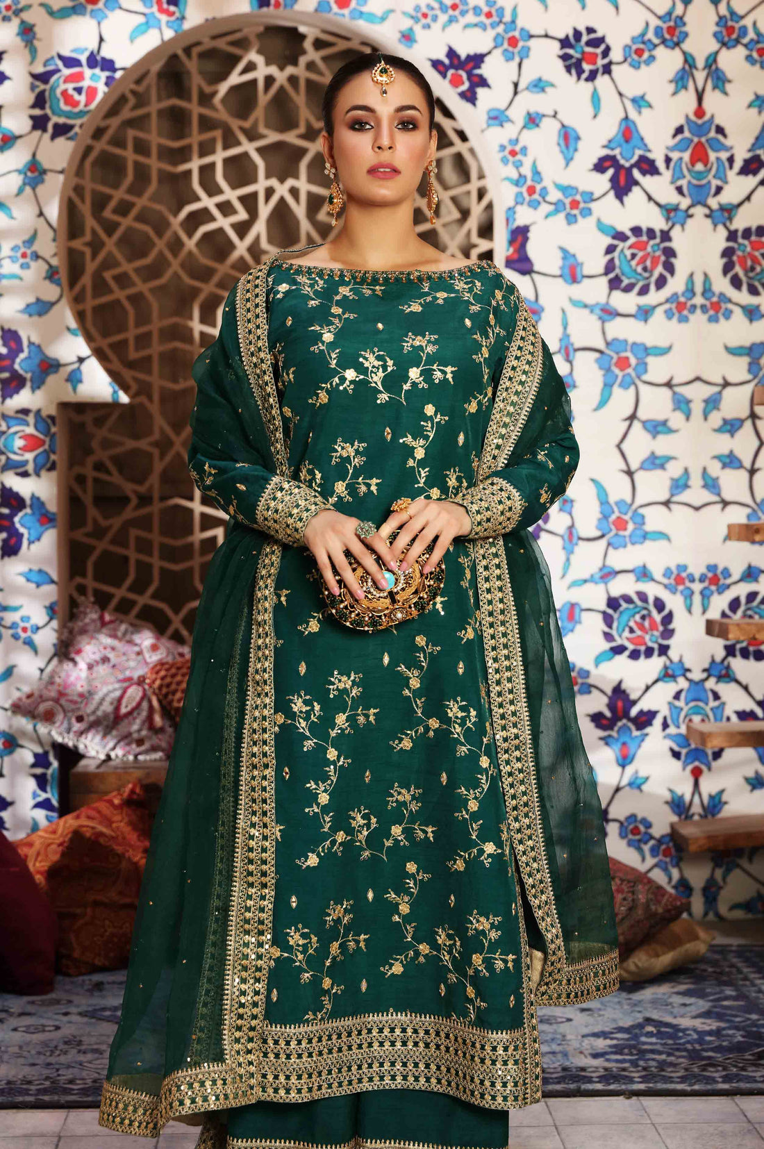 Waqas Shah | Ishq Naama | GREEN ROSE - by - Libasekhas UK - Registered Vendor of : Waqas Shah - 100% Original Designer Dresss