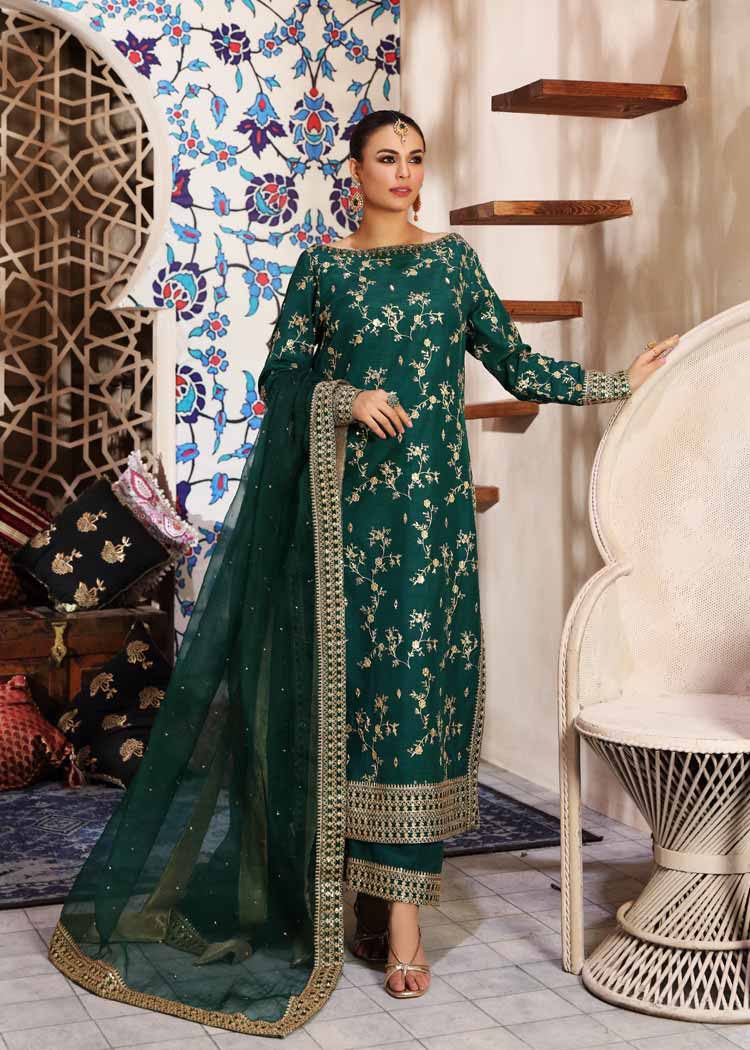 Waqas Shah | Ishq Naama | GREEN ROSE - by - Libasekhas UK - Registered Vendor of : Waqas Shah - 100% Original Designer Dresss