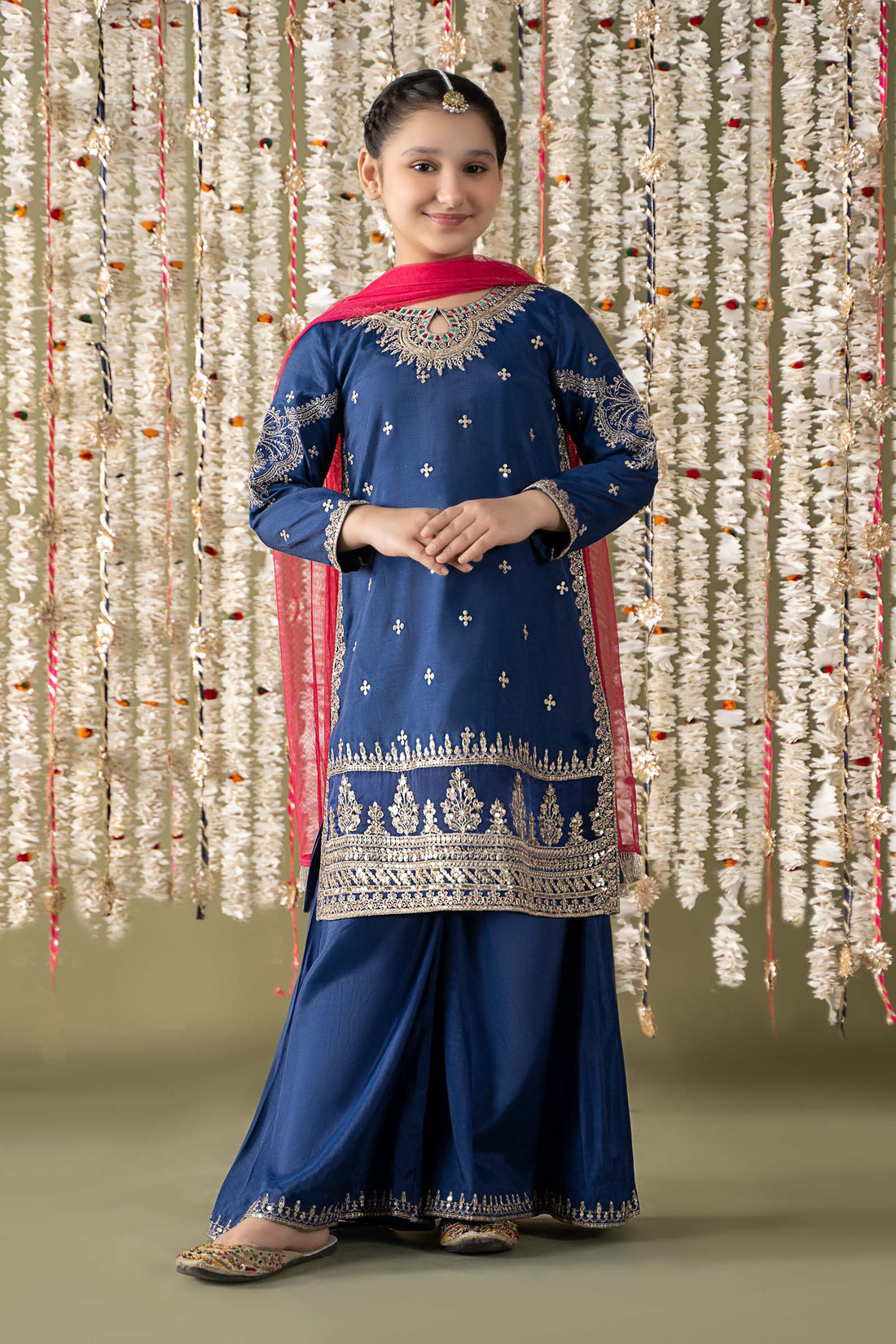 Maria B | 3 Piece Embroidered Raw Silk Suit | MKS-EF25-27 - by - Libasekhas UK - Registered Vendor of : Maria B - 100% Original Designer Dresss