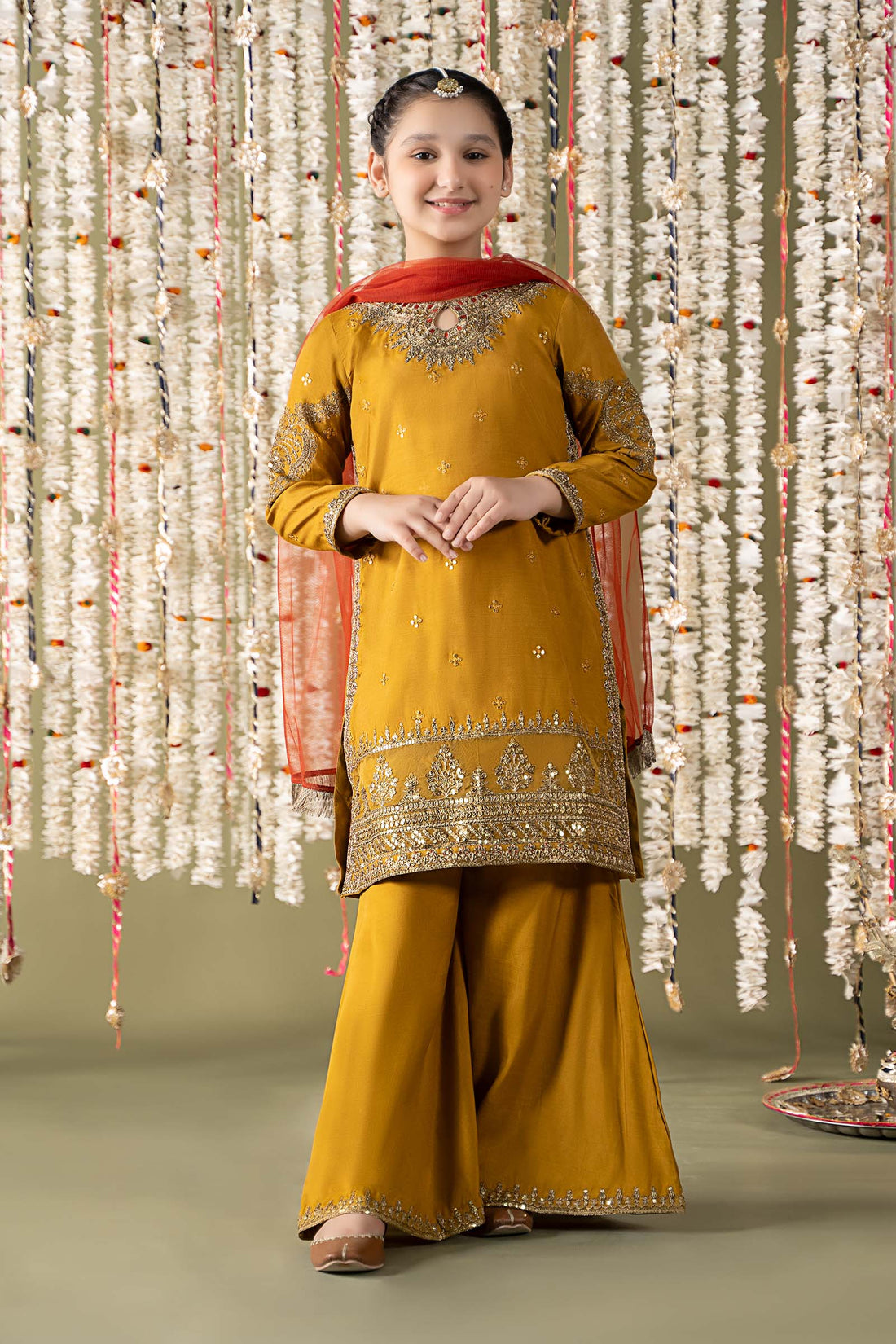 Maria B | 3 Piece Embroidered Raw Silk Suit | MKS-EF25-27 - by - Libasekhas UK - Registered Vendor of : Maria B - 100% Original Designer Dresss
